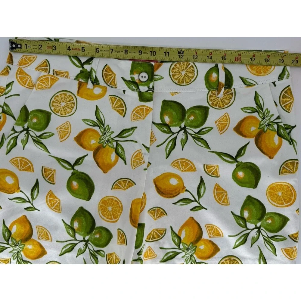 Isaac Mizrahi Wms Lemon Print Chino Shorts Size 16 High Waist NWOT